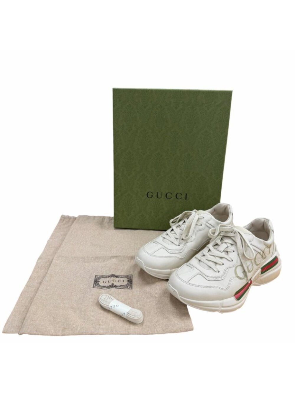 Gucci Sherry Line Leather Ryton Interlocking Sneakers Beige 6.5 - Picture 2 of 13